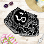 Black And White Om Print Women's Shorts