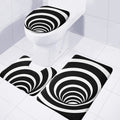 Black And White Optical Illusion Print 3 Piece Bath Mat Set