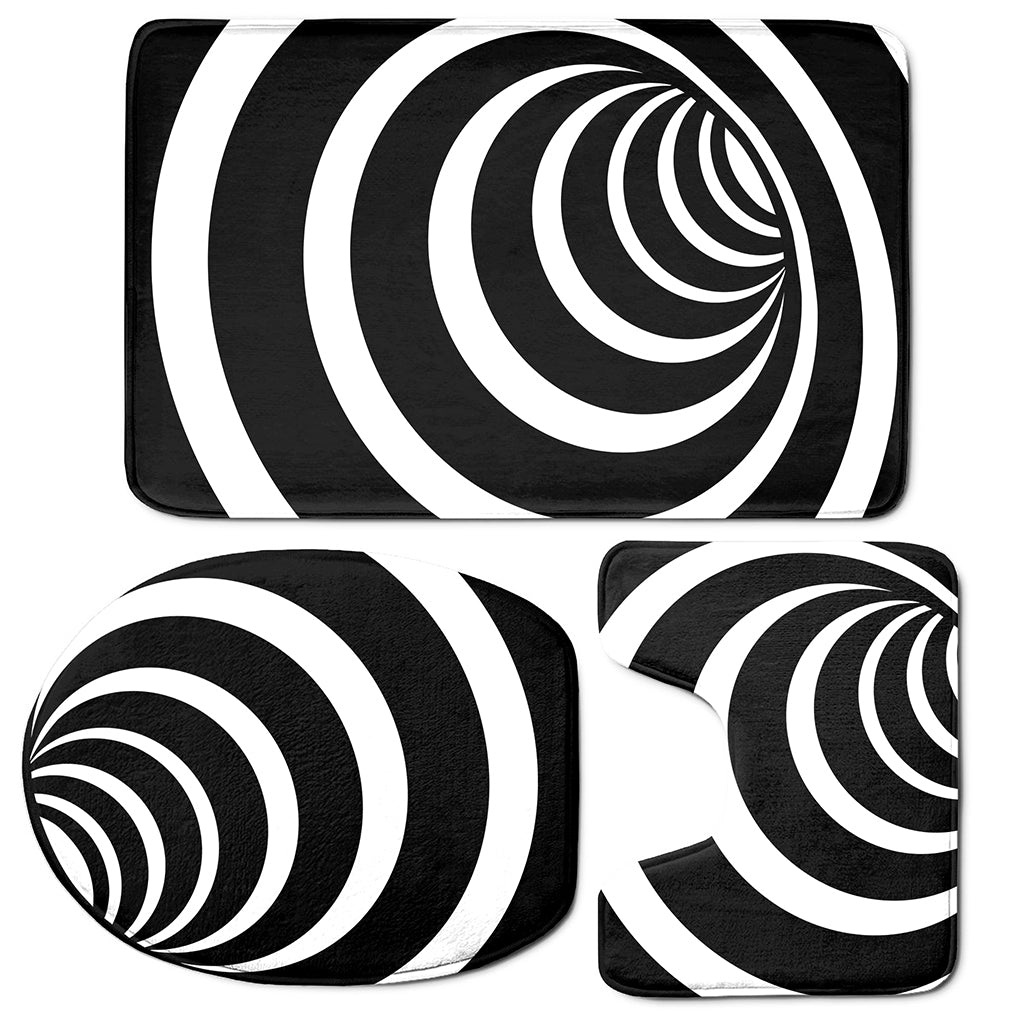 Black And White Optical Illusion Print 3 Piece Bath Mat Set