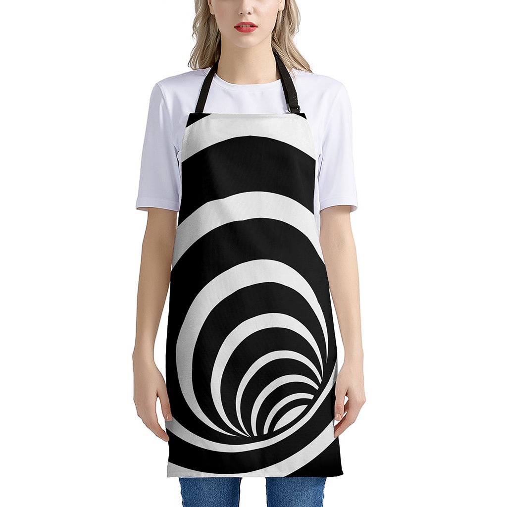 Black And White Optical Illusion Print Apron