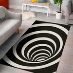 Black And White Optical Illusion Print Area Rug
