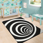 Black And White Optical Illusion Print Area Rug