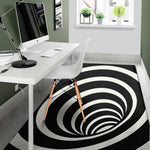 Black And White Optical Illusion Print Area Rug