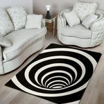 Black And White Optical Illusion Print Area Rug