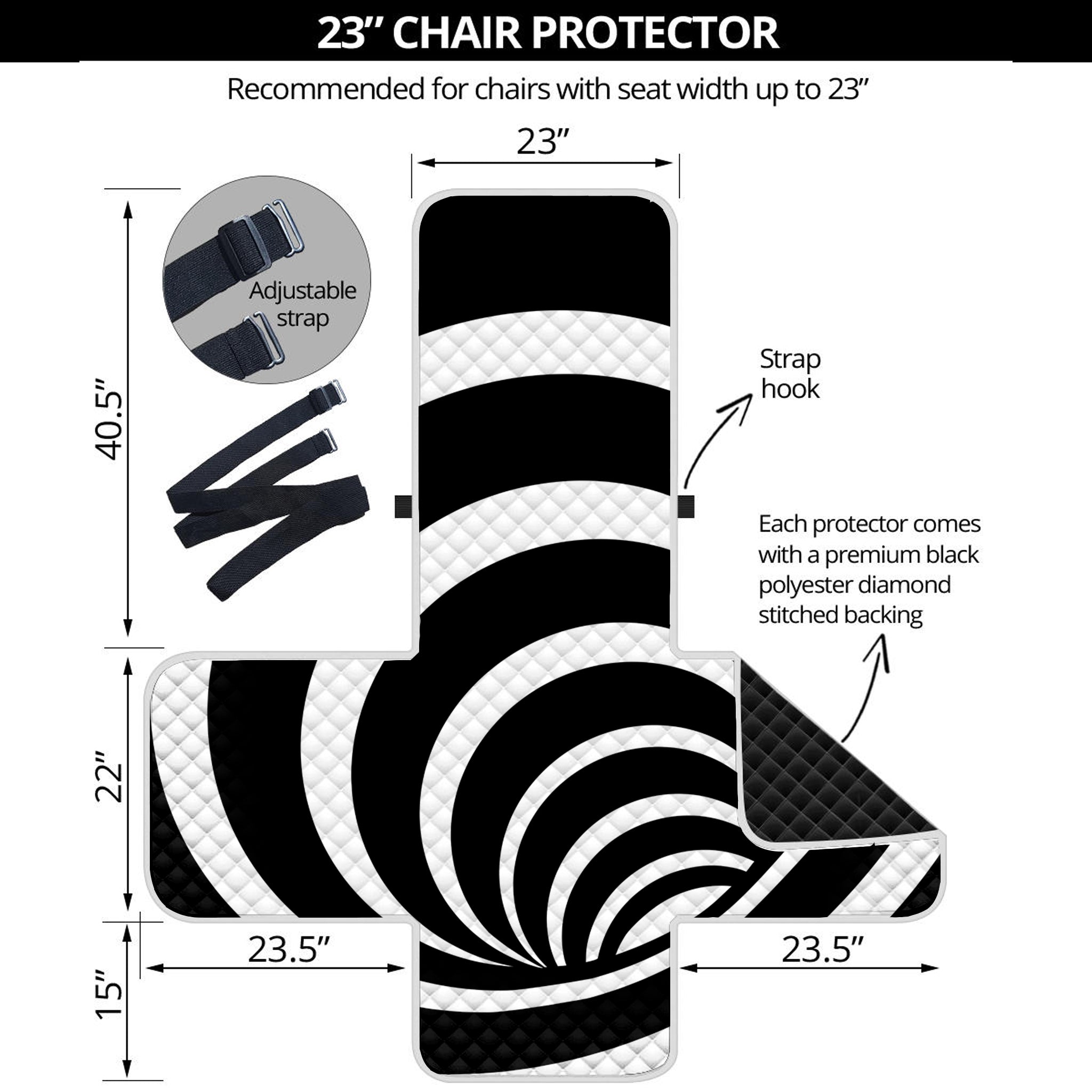 Black And White Optical Illusion Print Armchair Protector