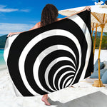 Black And White Optical Illusion Print Beach Sarong Wrap