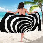 Black And White Optical Illusion Print Beach Sarong Wrap