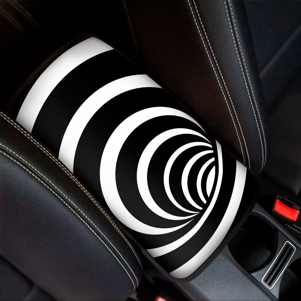 Black And White Optical Illusion Print Car Center Console Cover
