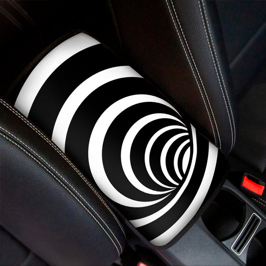 Black And White Optical Illusion Print Car Center Console Cover