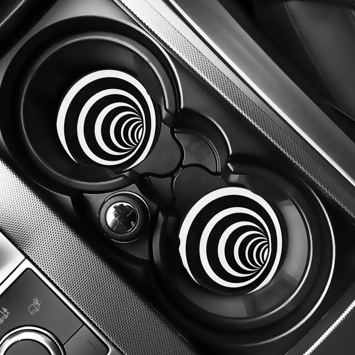Black And White Optical Illusion Print Car Coasters