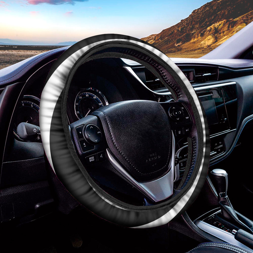 Black And White Optical Illusion Print Car Steering Wheel Cover