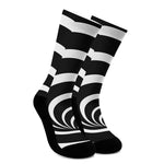 Black And White Optical Illusion Print Crew Socks