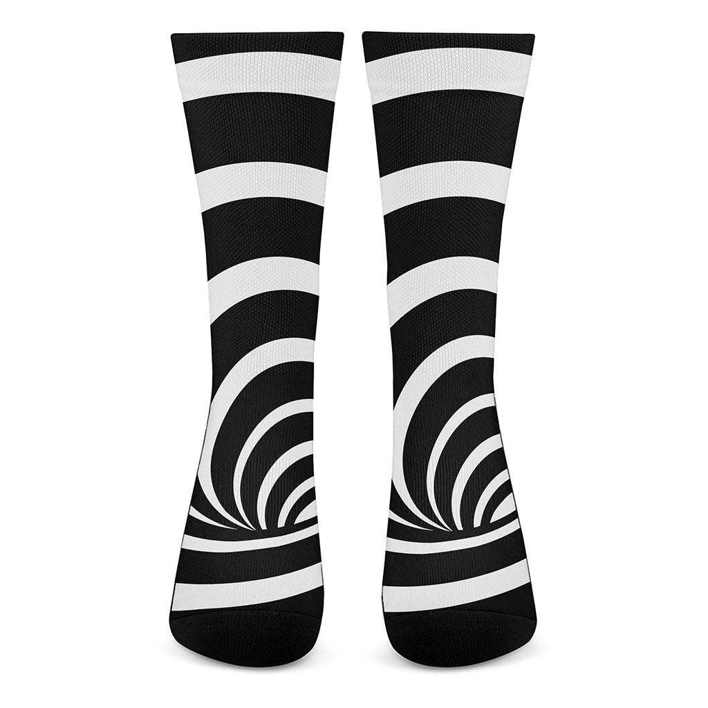 Black And White Optical Illusion Print Crew Socks