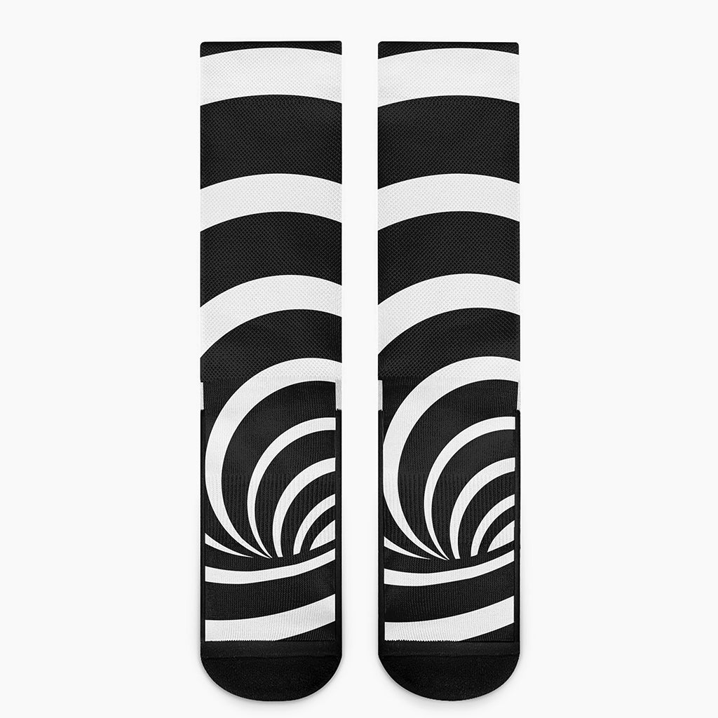 Black And White Optical Illusion Print Crew Socks