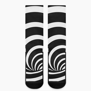 Black And White Optical Illusion Print Crew Socks