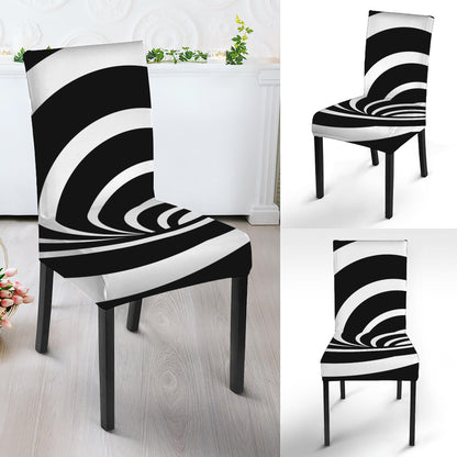 Black And White Optical Illusion Print Dining Chair Slipcover