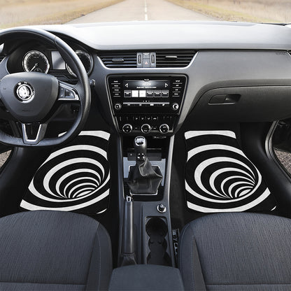 Black And White Optical Illusion Print Front and Back Car Floor Mats