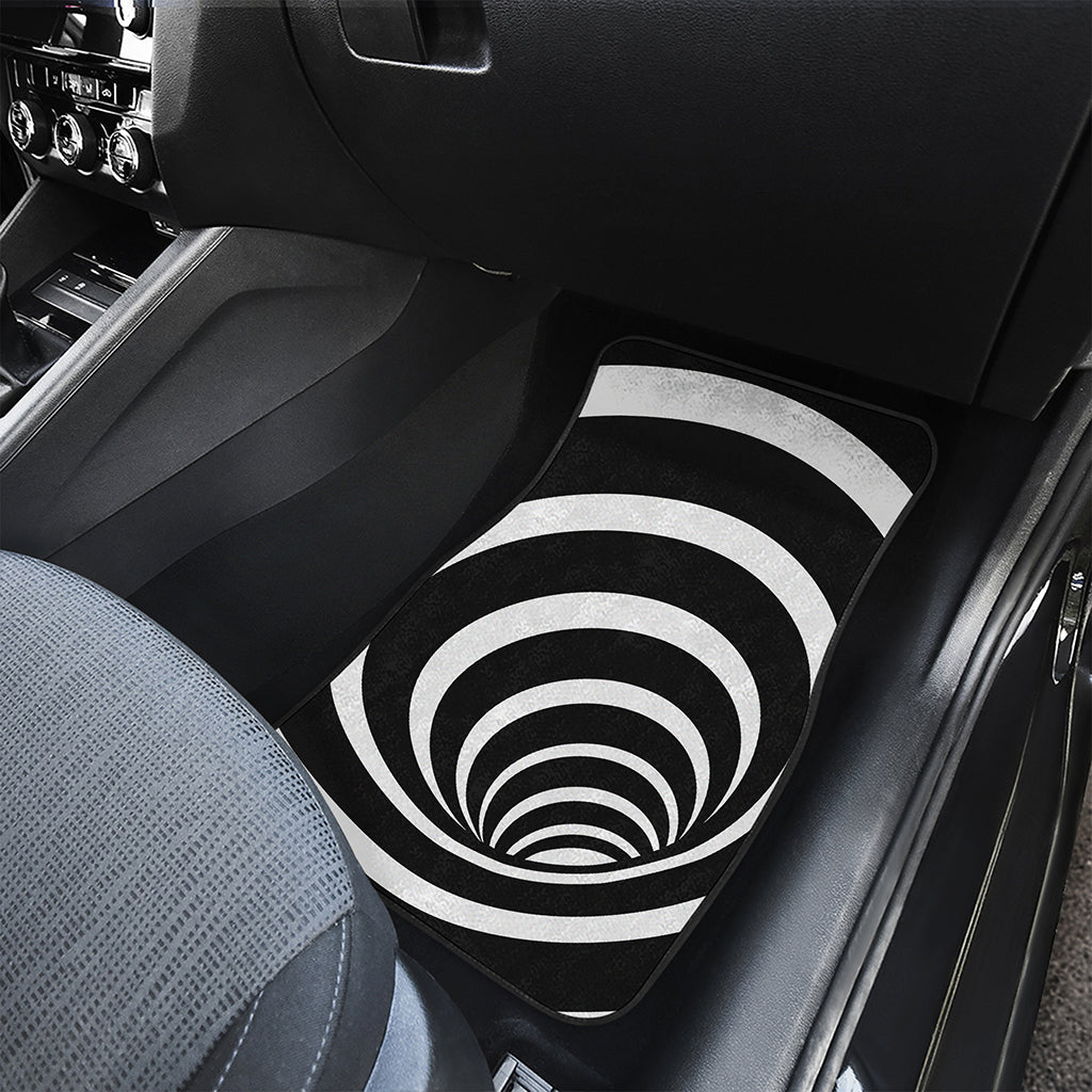 Black And White Optical Illusion Print Front Car Floor Mats