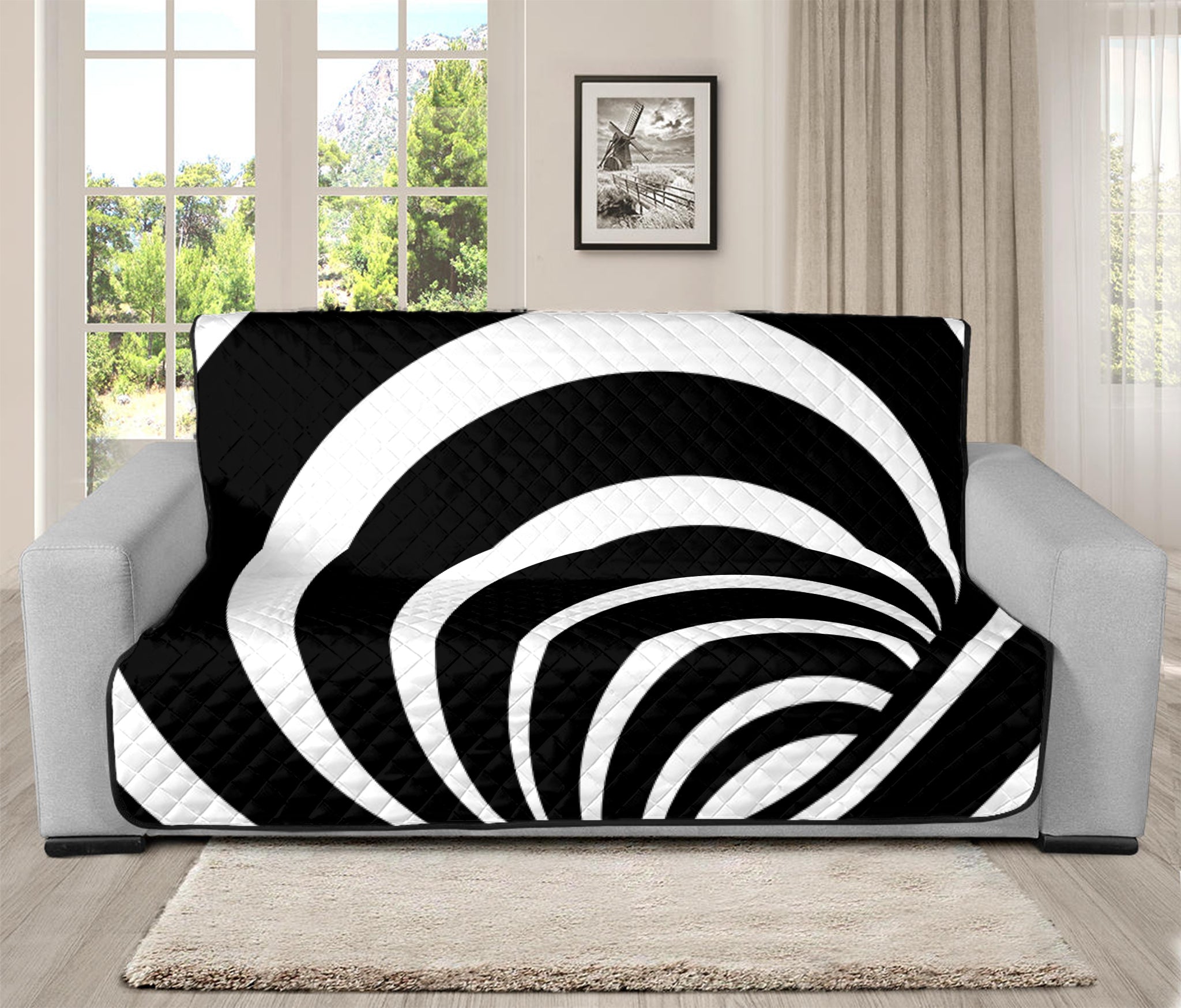 Black And White Optical Illusion Print Futon Protector