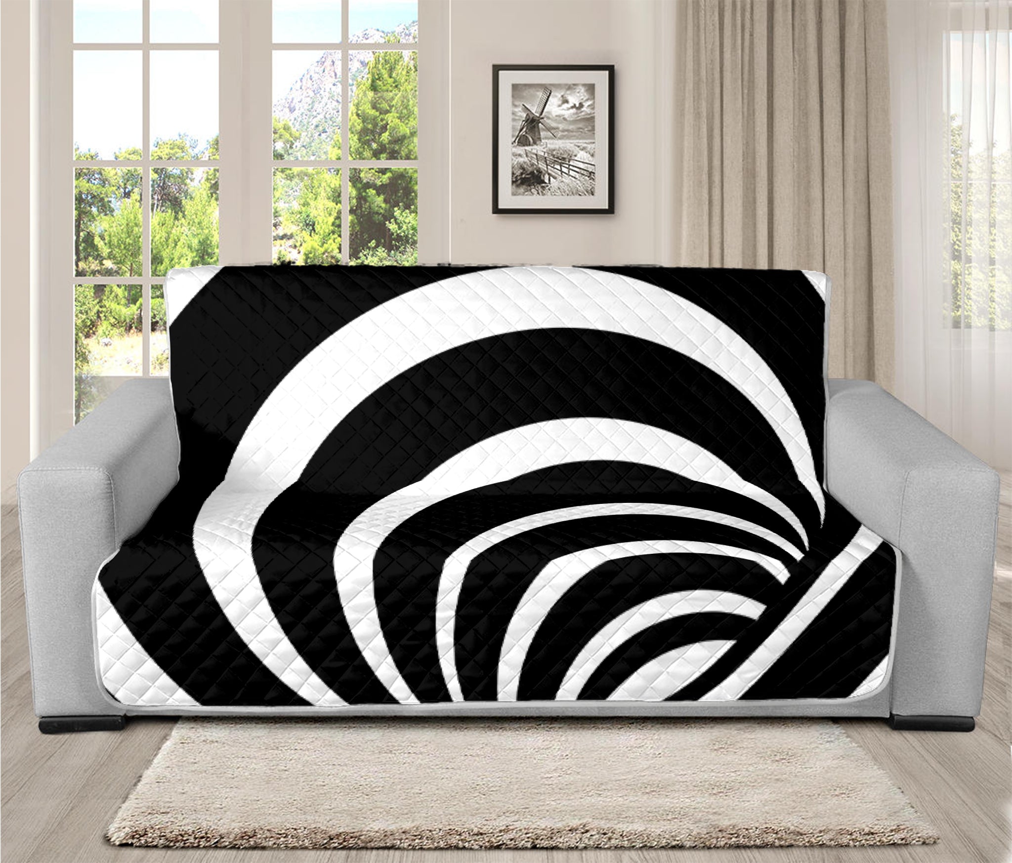 Black And White Optical Illusion Print Futon Protector