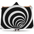 Black And White Optical Illusion Print Hooded Blanket
