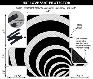 Black And White Optical Illusion Print Loveseat Protector