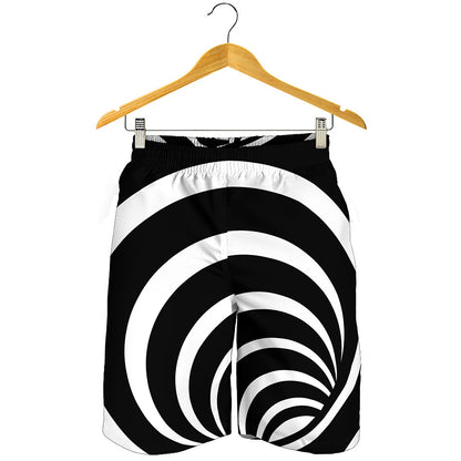 Black And White Optical Illusion Print Men's Shorts