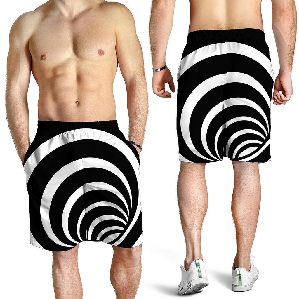 Black And White Optical Illusion Print Men's Shorts