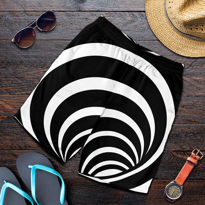 Black And White Optical Illusion Print Men's Shorts