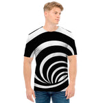 Black And White Optical Illusion Print Men's T-Shirt