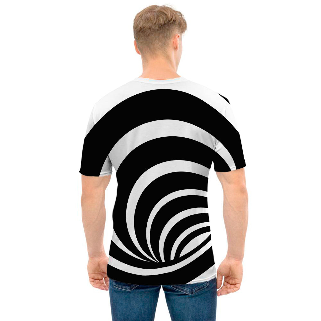 Black And White Optical Illusion Print Men's T-Shirt