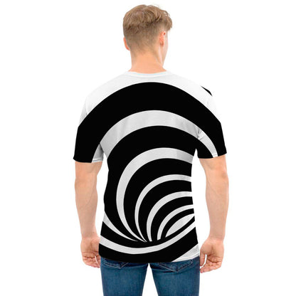 Black And White Optical Illusion Print Men's T-Shirt