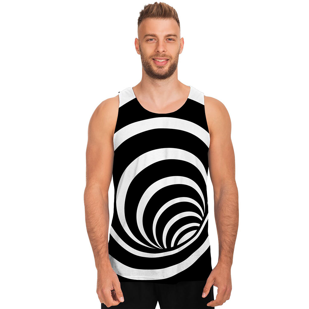 Black And White Optical Illusion Print Men's Tank Top