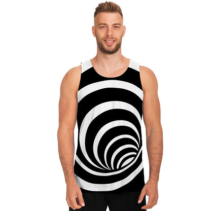 Black And White Optical Illusion Print Men's Tank Top