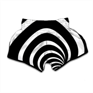 Black And White Optical Illusion Print Muay Thai Boxing Shorts