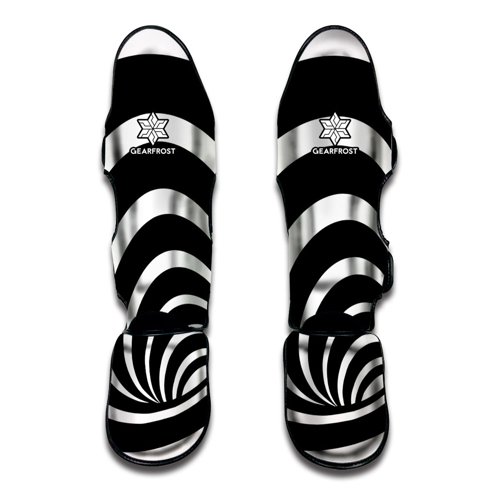 Black And White Optical Illusion Print Muay Thai Shin Guard