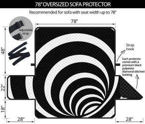 Black And White Optical Illusion Print Oversized Sofa Protector