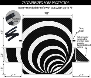 Black And White Optical Illusion Print Oversized Sofa Protector