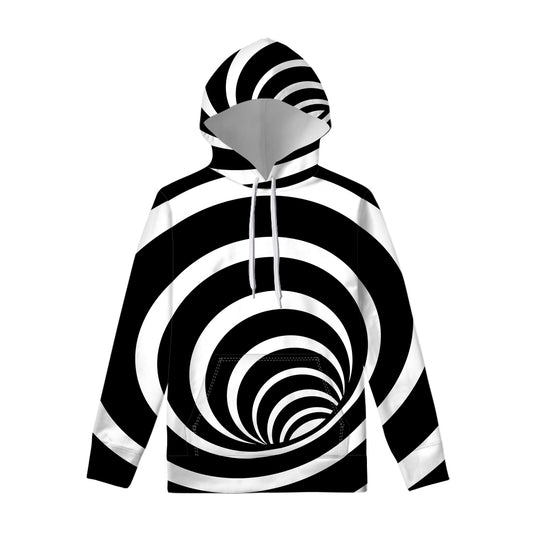 Black And White Optical Illusion Print Pullover Hoodie