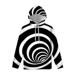 Black And White Optical Illusion Print Pullover Hoodie
