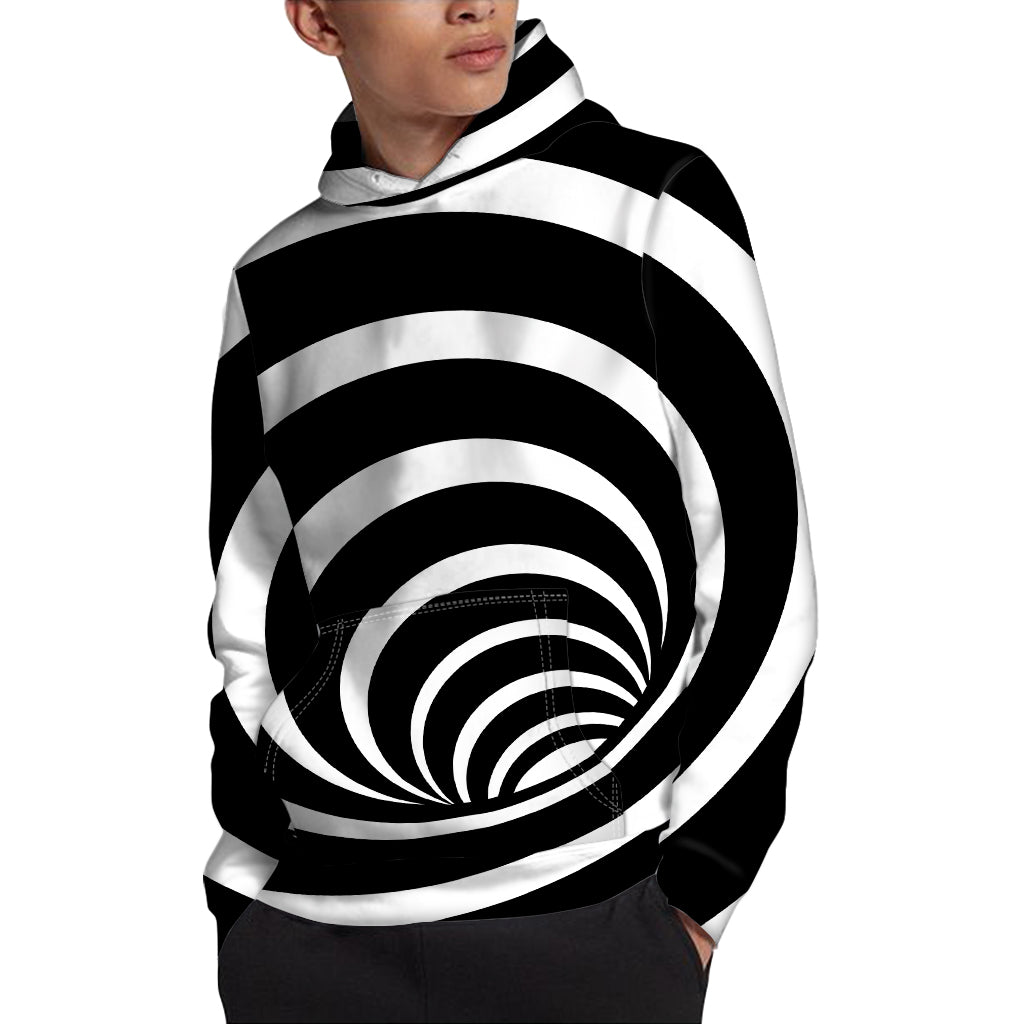 Black And White Optical Illusion Print Pullover Hoodie