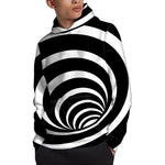 Black And White Optical Illusion Print Pullover Hoodie