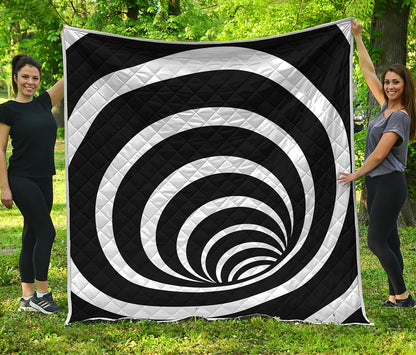 Black And White Optical Illusion Print Quilt