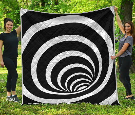Black And White Optical Illusion Print Quilt