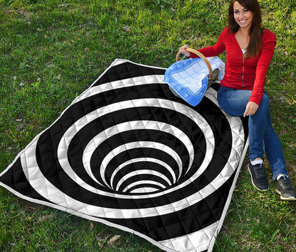Black And White Optical Illusion Print Quilt