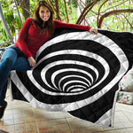 Black And White Optical Illusion Print Quilt
