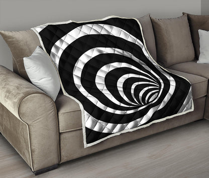 Black And White Optical Illusion Print Quilt