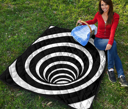 Black And White Optical Illusion Print Quilt