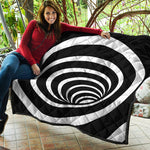 Black And White Optical Illusion Print Quilt