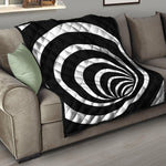 Black And White Optical Illusion Print Quilt